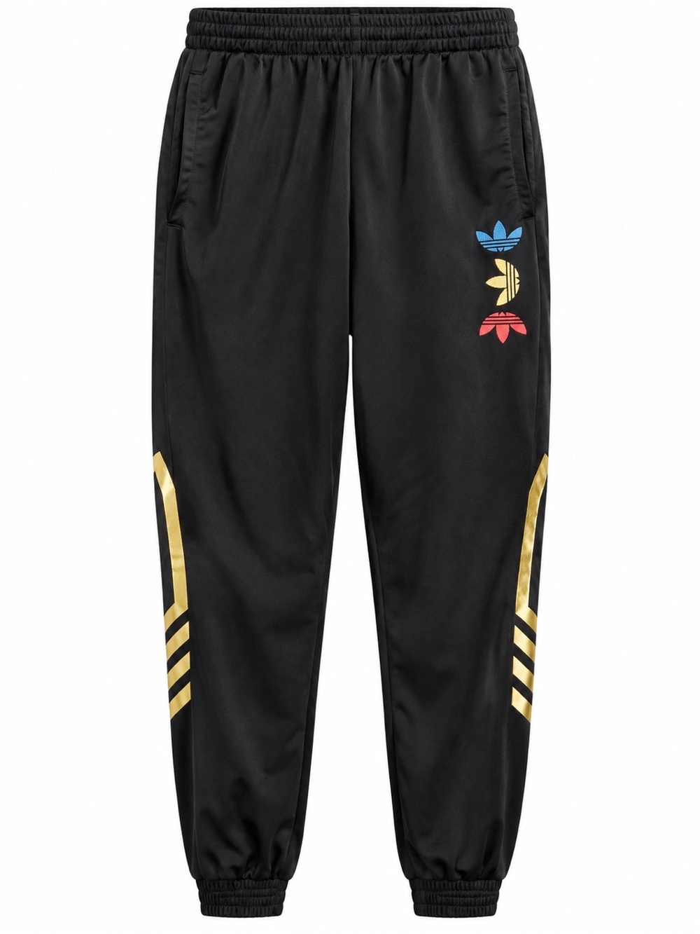 Adidas Originals Track Pants L Black Metallic Gold Trefoil Streetwear Retro